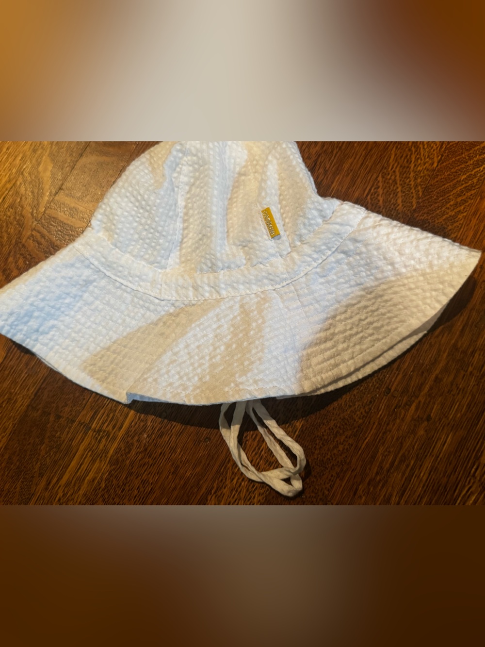 Dasmini White Textured Seersucker Kids Sun Hat